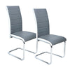2 4 6 PCS Grey Faux Leather Dining Chairs High Back Chrome Legs Home Furniture