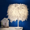 White Feather Shade Table Bedside Desk Lamp Night Light Lampshade Modern Lighted