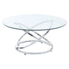 Modern Coffee Table Round Tempered Glass Top Chrome Base Sofa Side End Table