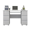 Computer Desk Desktop Laptop PC Table Workstation Drawers Home Office White/Grey