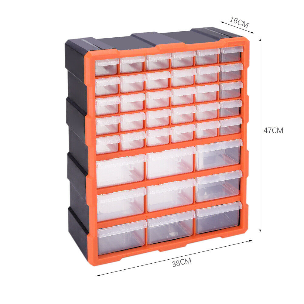 S M L Multi Drawers Parts Storage Cabinet Unit Organiser Home Garage Tool Box UK
