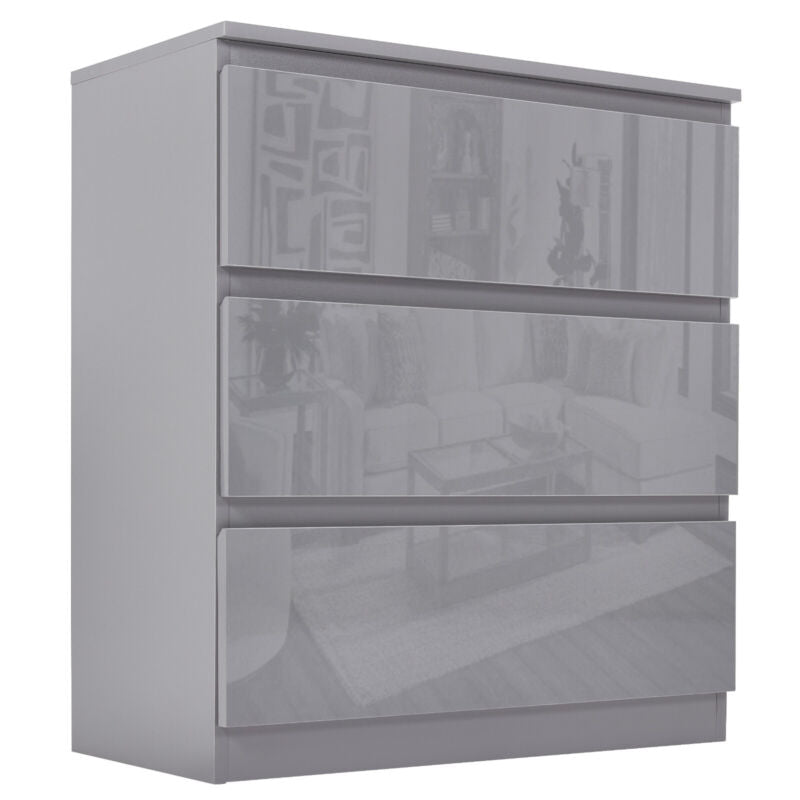 High Gloss Chest of Drawers Tall Wide Bedside Table Cabinet Bedroom Furniture