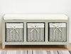 Painted Wooden Hallway Bench Seat 3 or 2 Baskets Pull-Out Storage Cushioned Top