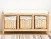 Painted Wooden Hallway Bench Seat 3 or 2 Baskets Pull-Out Storage Cushioned Top