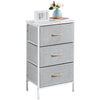 Fabric Chest of Drawers Storage Cabinet Unit Metal Frame Bedside End Table Gray