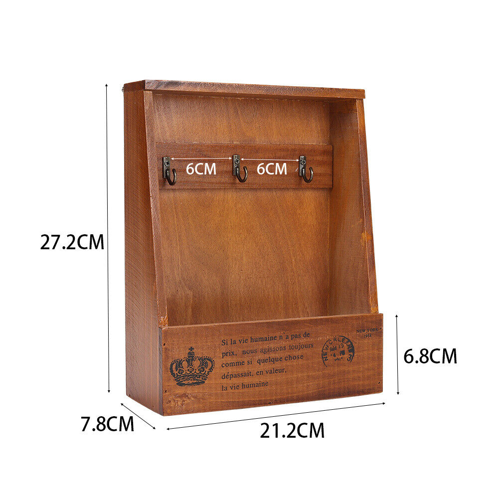 Retro Wall/Desktop Wooden Drawers Storage Cabinet Organiser Cosmetic Jewelry Box