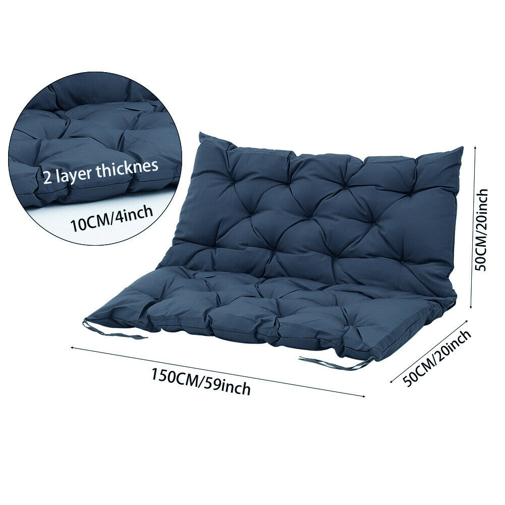 Outdoor Bench Cushion 2-3 Seater Hanging Swing Chair Garden Backrest Bench Mat