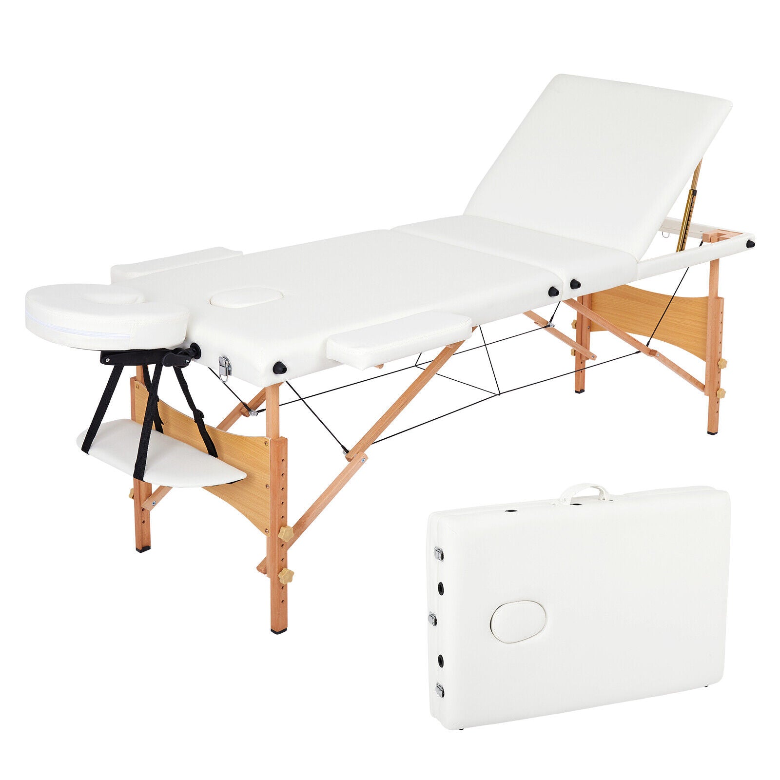 Mondeer 2/3 Folding Portable Lightweight Massage Table Salon Beauty Tattoo Couch