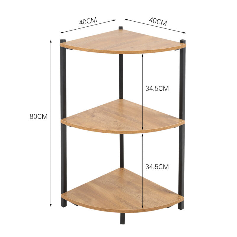 Wooden Corner Shelf Bookshelf Display Storage Shelving Unit Home Office Standing