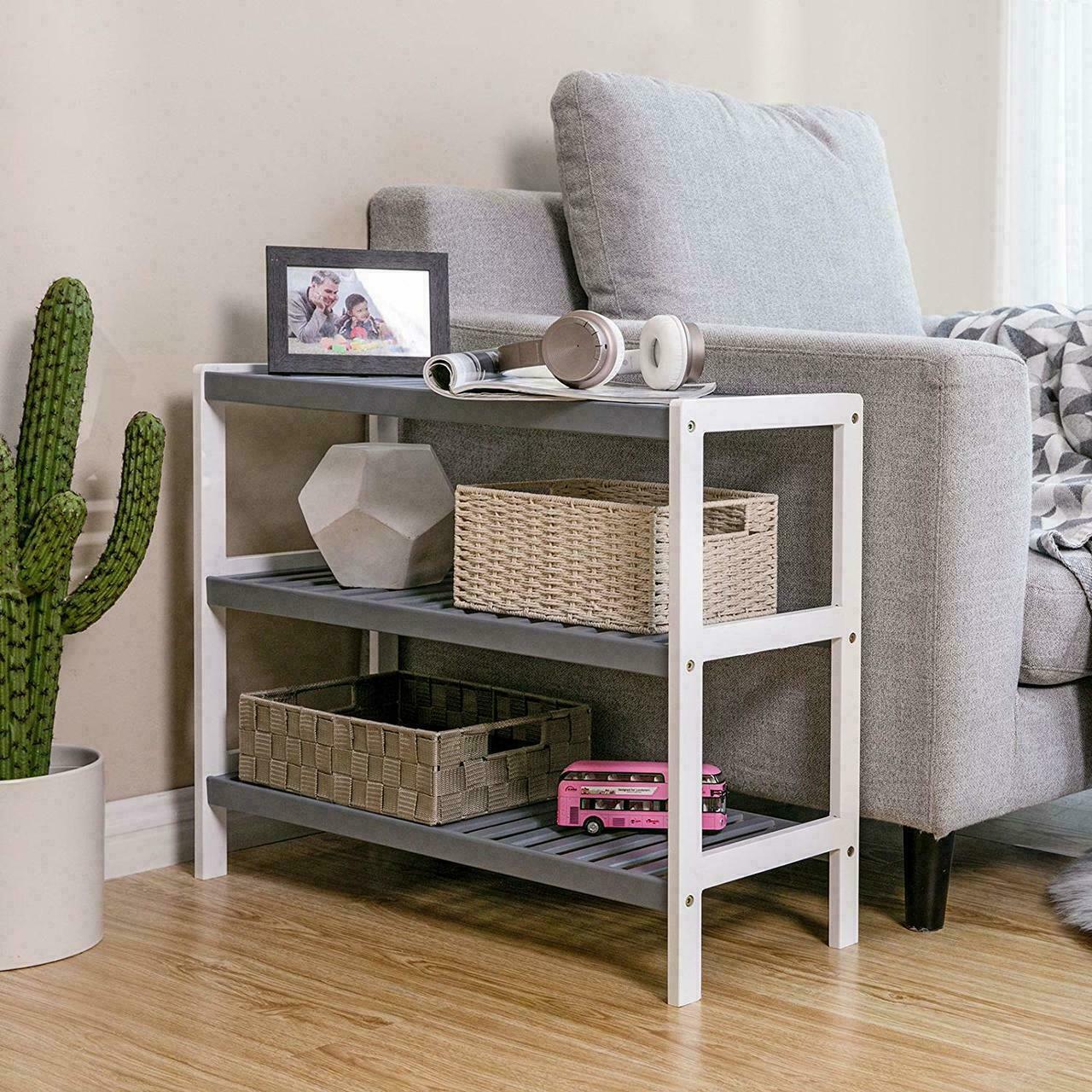 LYNEN 2/3 TIER WOOD NATURAL BAMBOO SHOE RACK ORGANISER STAND STORAGE SHELF UNIT