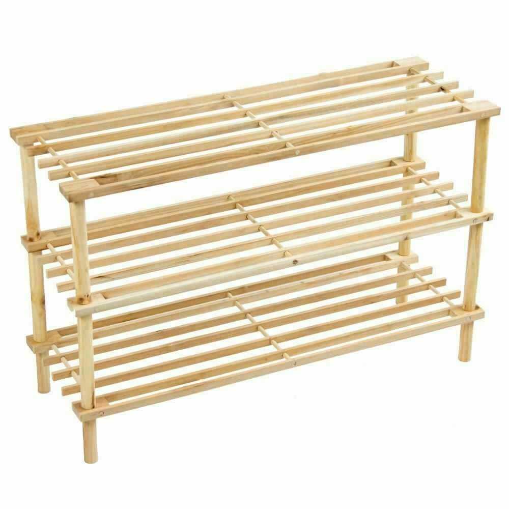 Shoe Rack Shelf Home Kitchen Bedroom Storage Black Oak colour Wooden 2 3 4 Tier