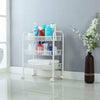 3/4/5 Tier Mesh Rolling Cart Trolley Storage Rack Kitchen Serving Trolley