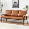 Brown Faux Leather Sofa Armchair Couch Living Room Metal Leg 1/2/3 Seaters