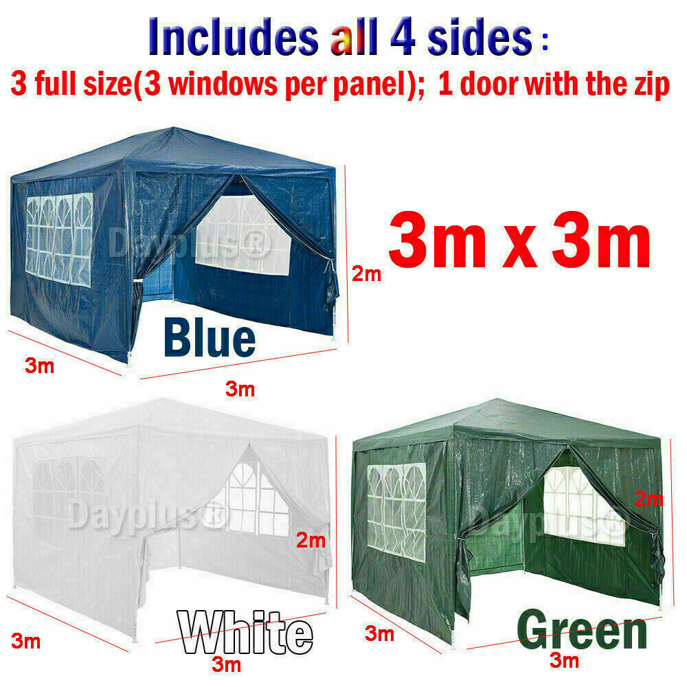 Gazebo Party Tent Marquee 3x3m Waterproof PVC Garden PE Outdoor Wedding Canopy