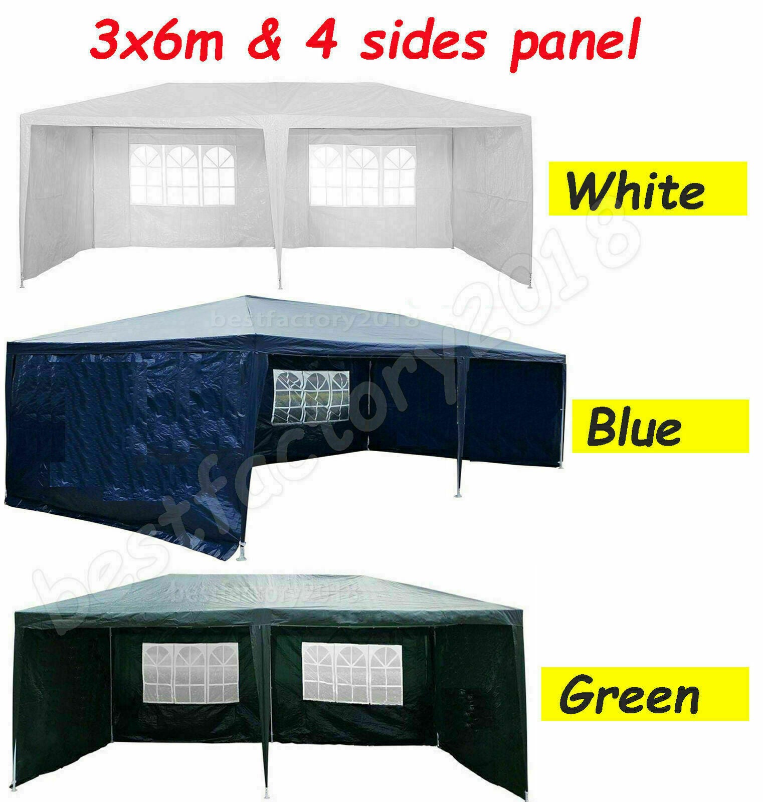 Gazebo Party Tent Marquee 3x3m Waterproof PVC Garden PE Outdoor Wedding Canopy