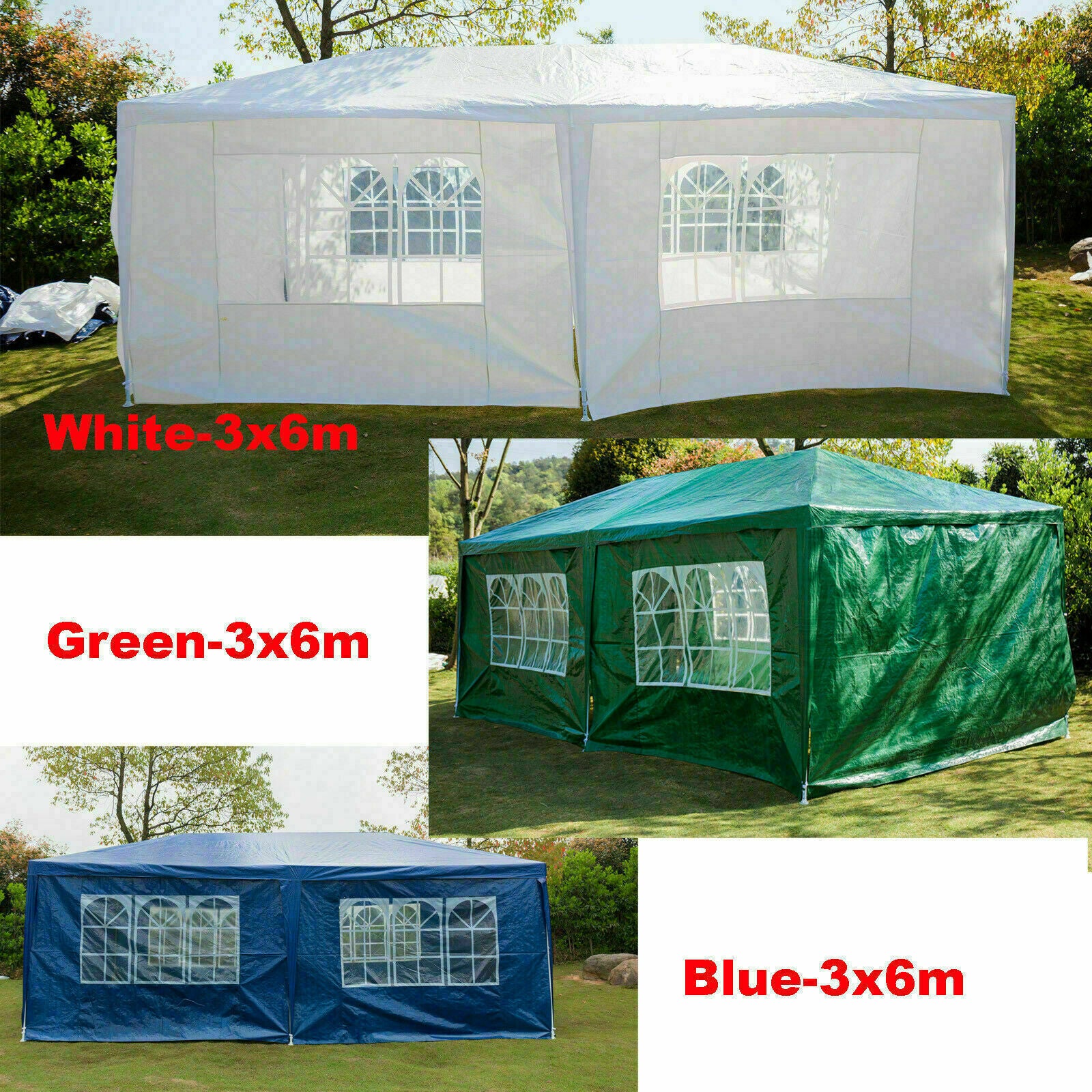 Gazebo Party Tent Marquee 3x3m Waterproof PVC Garden PE Outdoor Wedding Canopy