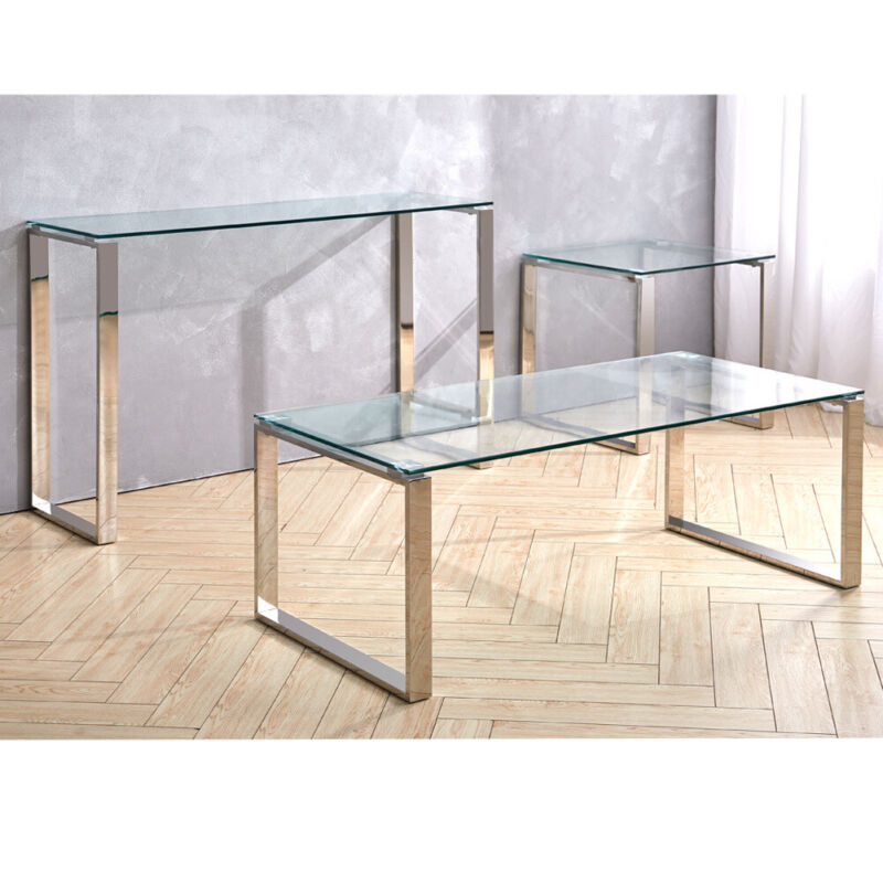 Living Room Tables Tempered Glass Coffee Tea Side Concole Table With Chrome Legs