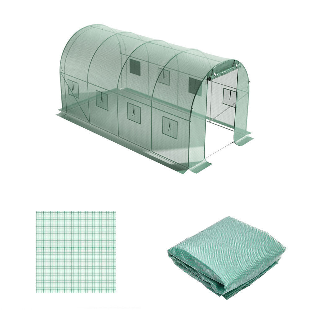 Walk-in Poly Tunnel Green House Galvanized Frame Outdoor Garden Planting Shed XL