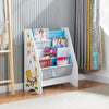 Children Bookshelf Kids Sling Book Rack with Storage Bins Toys Organizer White