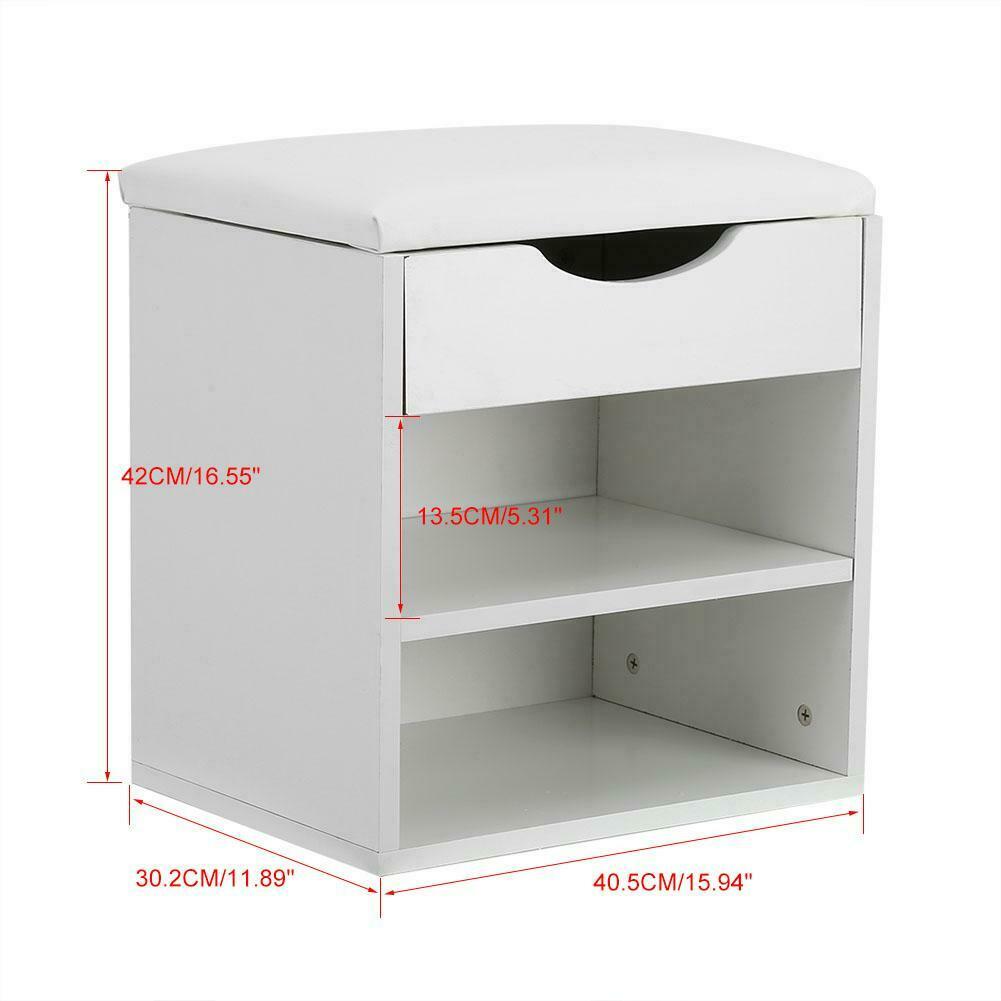 Shoe Bench Shoes Storage Rack Wooden Cabinet Padded Seat Cushion Stool Hallway