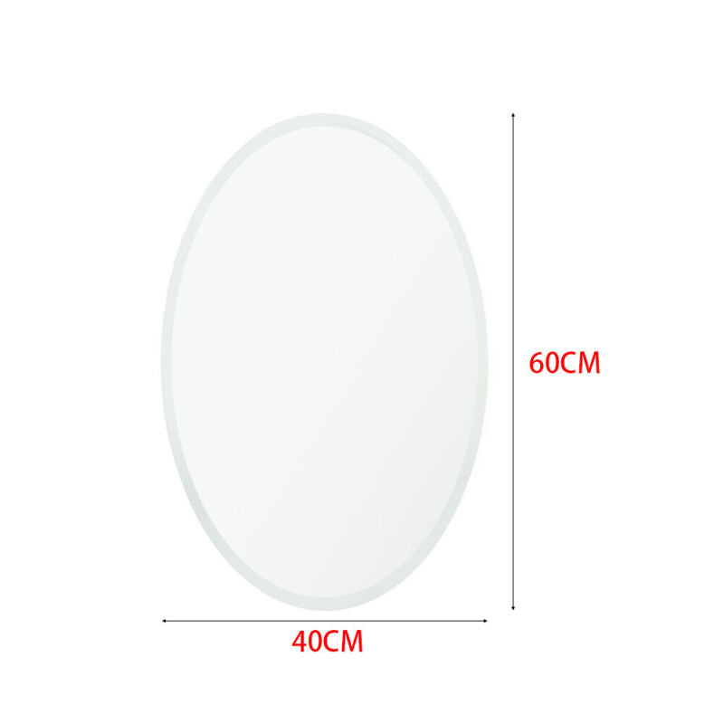 Bathroom Mirror Wall Mounted Oval Frameless Bevelled Edge Glass Dressing Mirrors