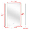 White Bathroom Mirror Wall Mounted 3 Colors LED Lights Touch Switch Anti-fog