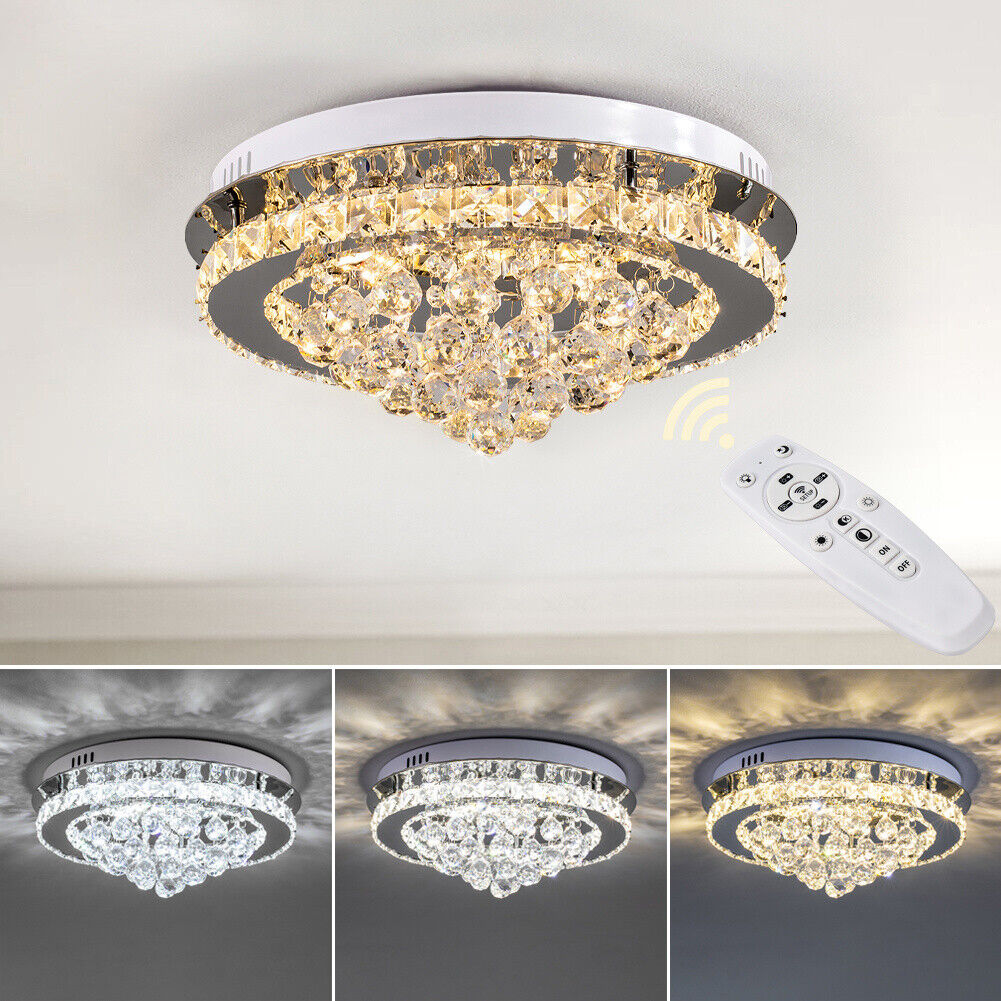 40/50cm Flush Mount Modern Square Ceiling Chandelier Crystal Light Lamp Pendant
