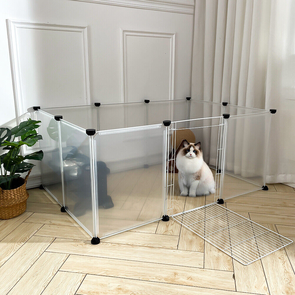 Pet Playpen Fence DIY Playpen Puppy Dog Cat Animal Cage Exercise Metal PP Indoor
