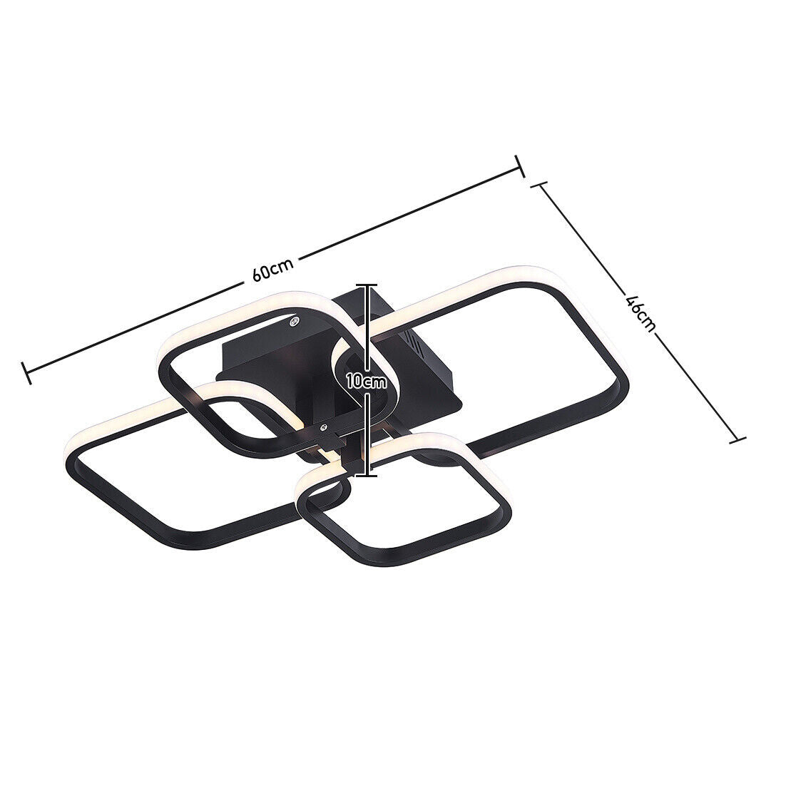 LED Ceiling Light Aluminum Square Lamp Chandelier Fixture White Black Gold Frame