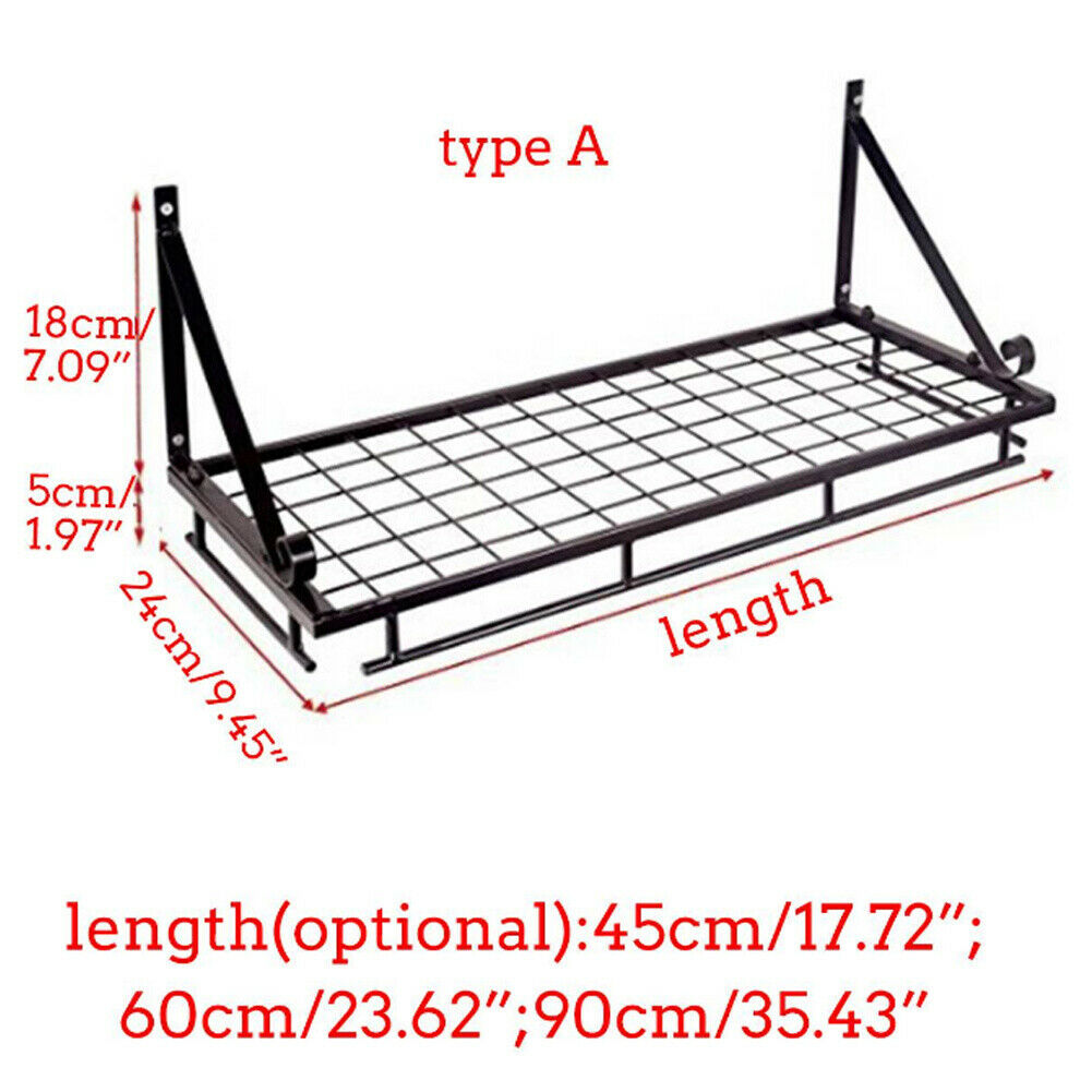 Kitchen Hanging Pot Pan Rack Wall Utensils Storage Shelf Saucepan Holder Hooks