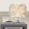 White Feather Shade Table Bedside Desk Lamp Night Light Lampshade Modern Lighted