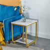 45/105cm Marble Effect 2-Tier End Table Sofa Side Tables Bedside for Living Room