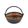 NonStick Cast Iron Pot with Wood Lid Cooking Hanging Stew Souppot Open Fire Pan