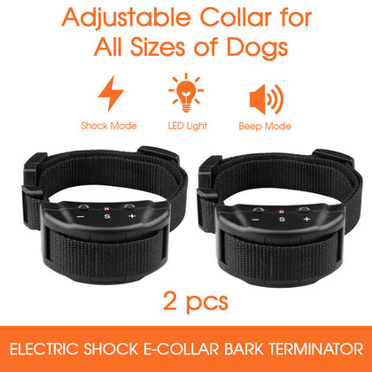 Electric Dog Anti Bark Shock Collar Stop Barking Pet Training Collar Control UK