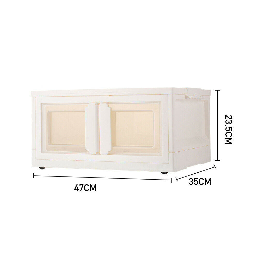 2 Door Stackable Storage Box Mobile Folding Clothes Toys Organizer Case With Lid