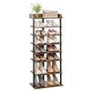 7 Tier Shoe Rack Vertical Tall Storage Shelf Unit Cabinet Organizer Rustic Brown