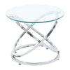 Modern Coffee Table Round Tempered Glass Top Chrome Base Sofa Side End Table