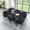 White Wooden Dining Table & 6 Chairs Rretro