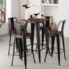 Wood Table Breakfast Bar Dining Table Coffee Tea Table+2/4Stools Metal Legs High