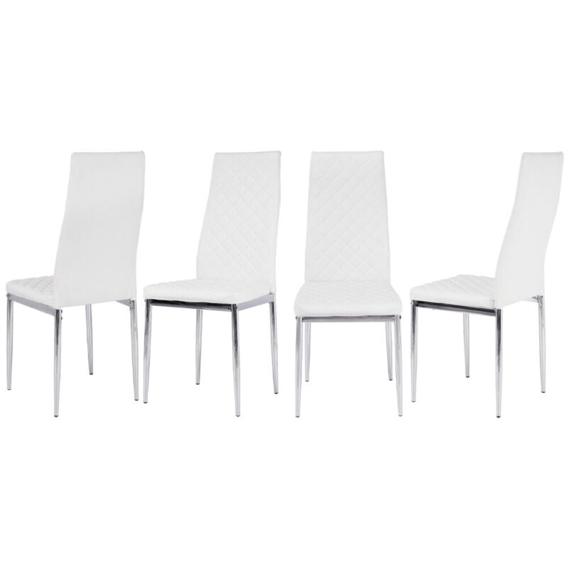 Dining Table and 2/4/6 Chairs Set Tempered Glass PVC Leather Rectangle White NEW