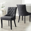 Dining Chair Set of 2/4 Kitchen Linen Upholstered Chairs Button Back Wood Legs