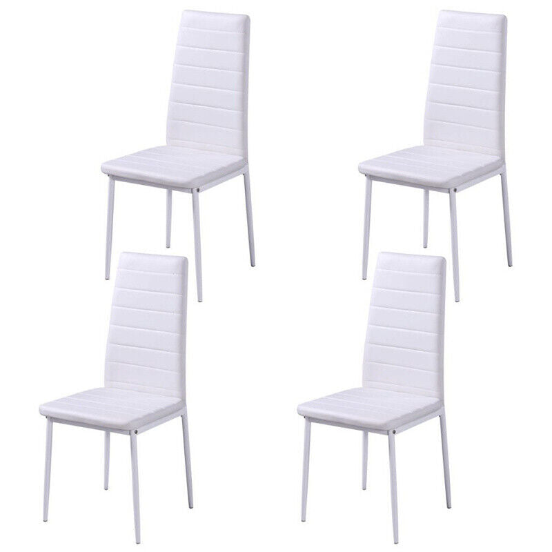 Dining Glass Table and 4 PU Chairs Set Kitchen Dinning Room Bistro Cafe Style UK