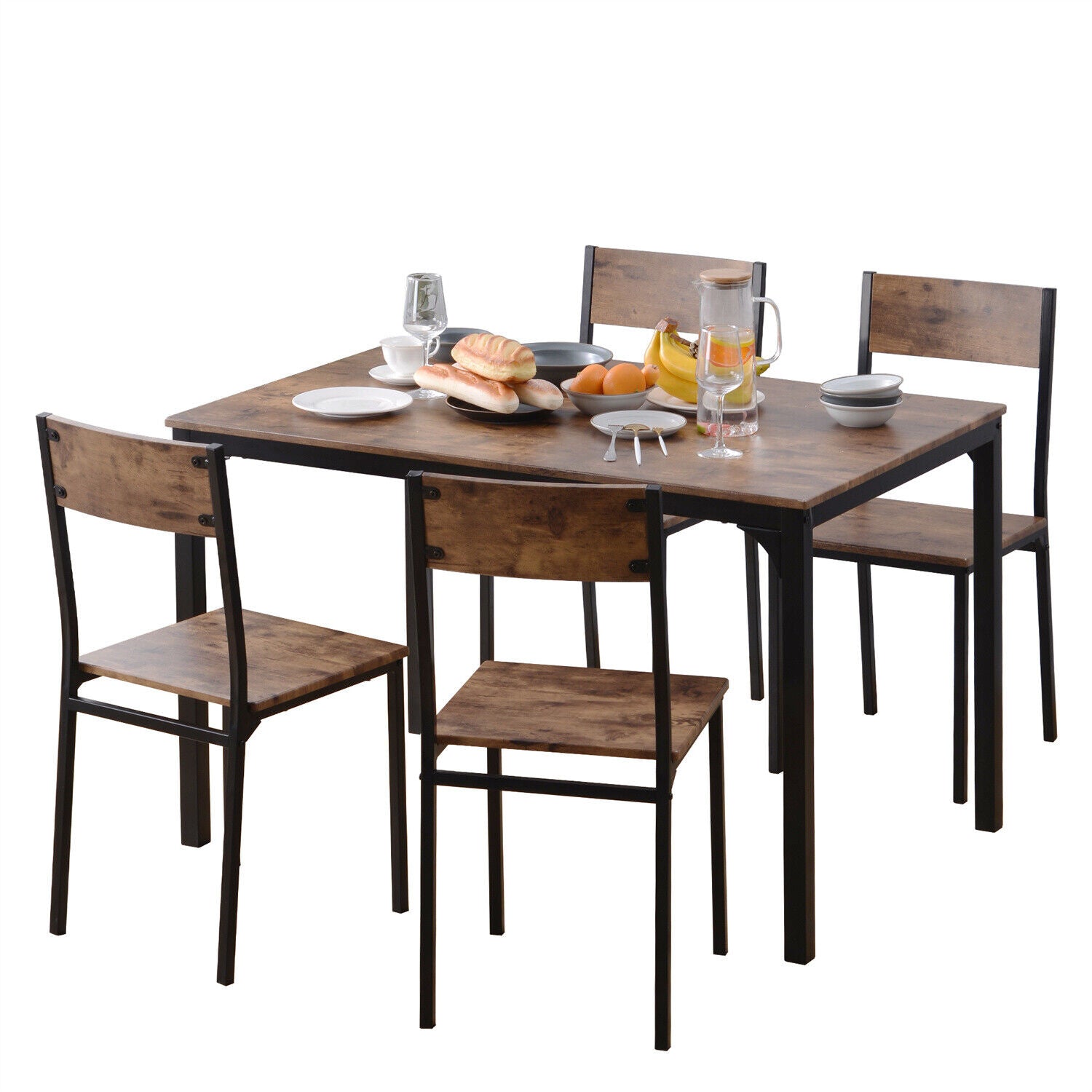 Dining Table and 2/4 Chairs Set 4/6 Seater Home Kitchen Dining Room Furniture