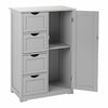 Bathroom Wood Cabinet Storage 4 Drawer 1 Door Free Standing Cupboard Unit White