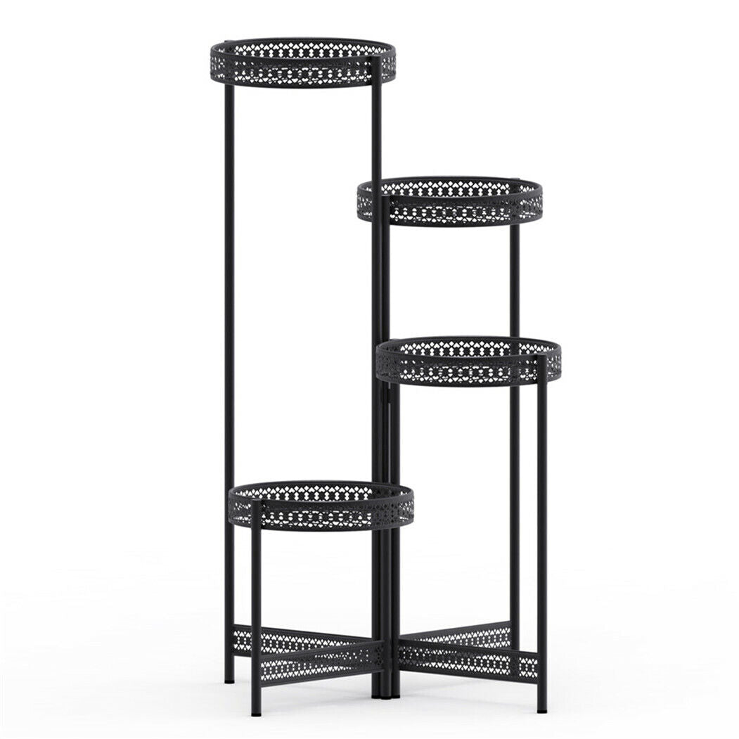 3/4 Tier Metal Plant Pot Stand Folding Flower Pot Rack Shelf For Indoor Outdoor