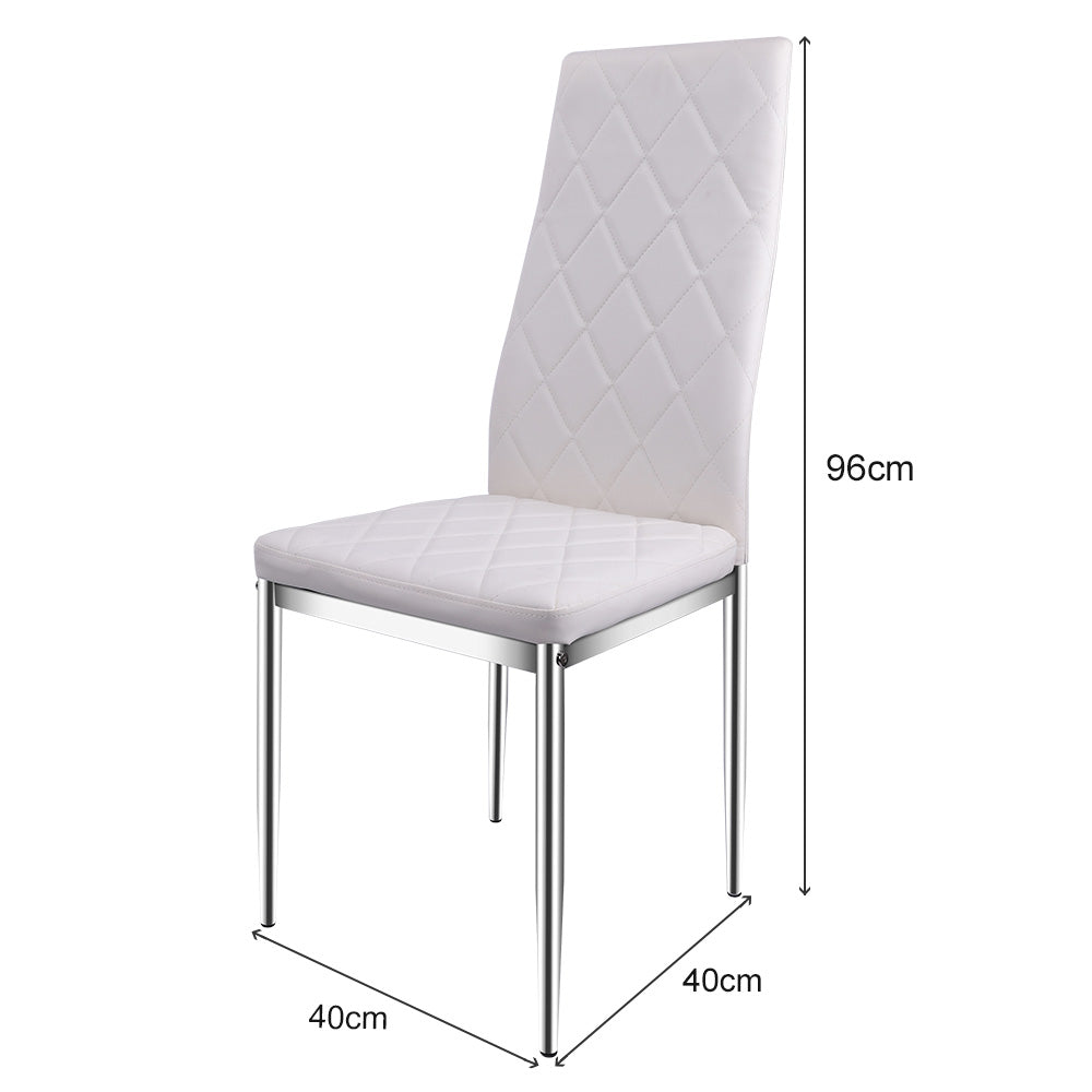 Round Tempered Glass Dining Table And 4 Faux Leather Dining Chairs Kitchen Home