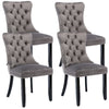 Set of 2/4/6x Velvet Dining Chairs with Wooden Legs for Home Dining Room Kitchen