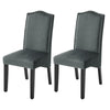 2/4x Grey Dining Chairs Kitchen Seat High Back Velvet Upholstered Knocker Back