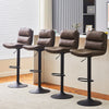 Set of 2 Faux Leather Bar Stools Breakfast Stools Brown Grey Gas Lift Swivel