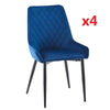 Set of 2/4/6 Blue Velvet Dining Chairs Dining room Kitchen High Back Metal Leg